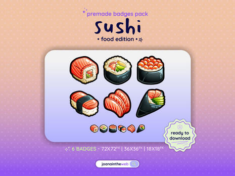 Premade Cute Badges Sushi